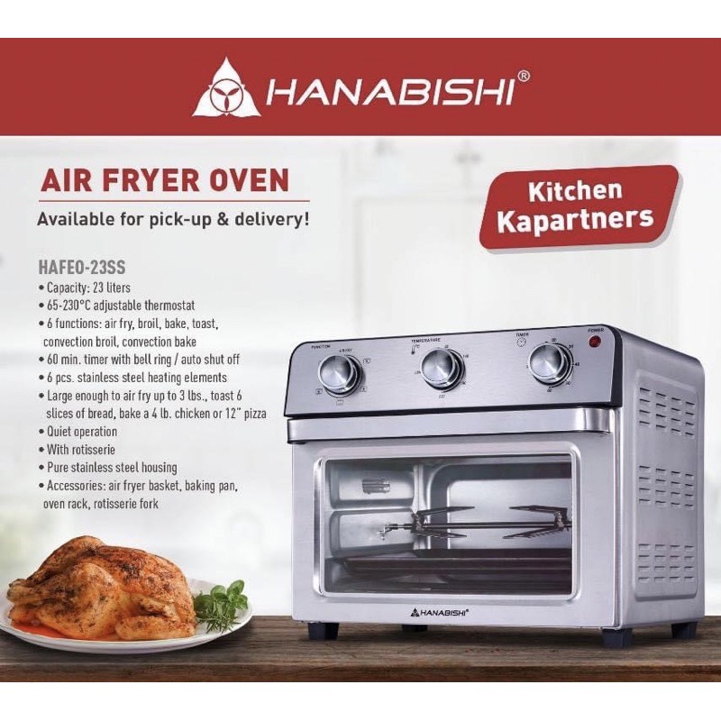 Hanabishi Air Fryer Oven 23L HAFEO23SS Shopee Philippines