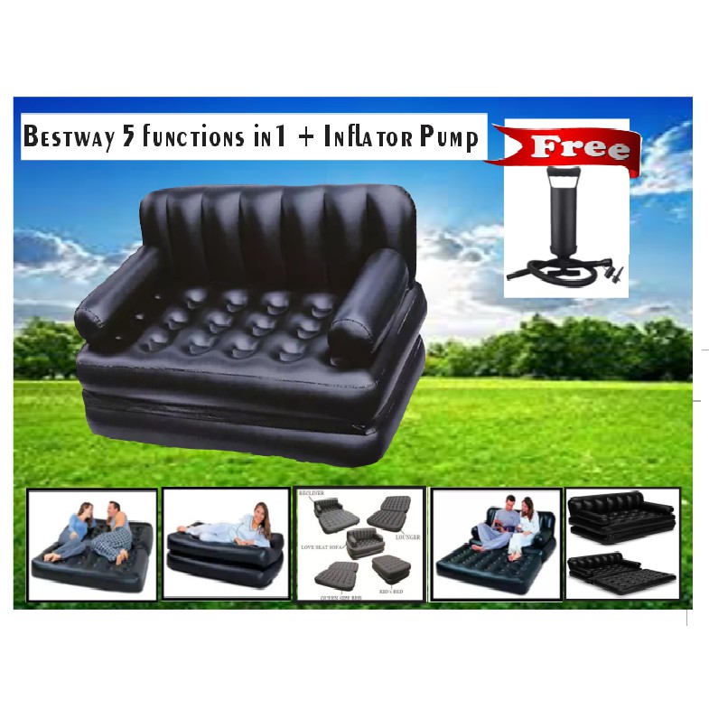 5 In 1 Inflatable Sofa Air Bed Couch With Free Electric Pump Baci
