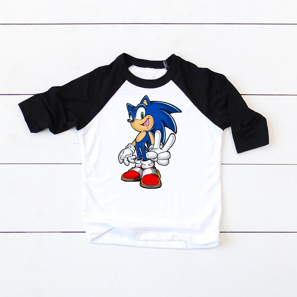 2 Colors Children Sonic The Hedgehog Cartoon Funny Long Sleeves T Shirt