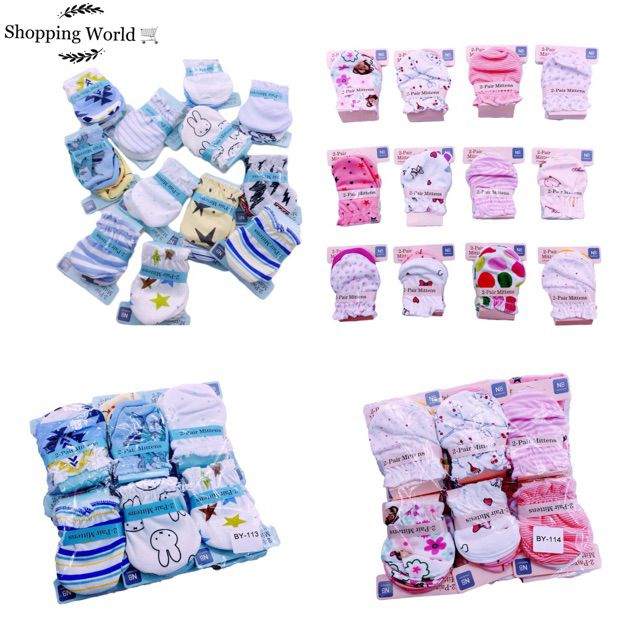 Baby Gift Set 24 Pairs Cotton New Born Baby Mittens Quality Shopee