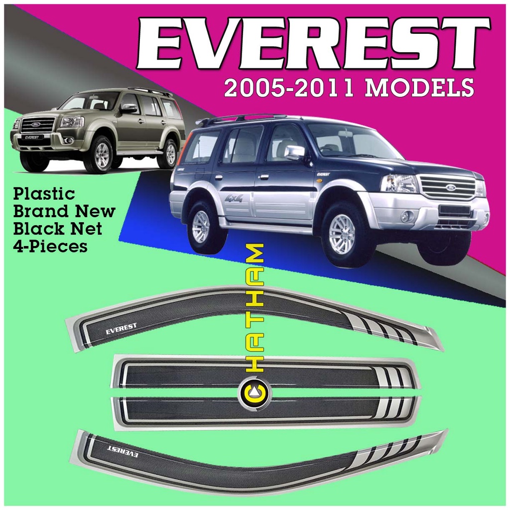 Rain Visor for Ford Everest 2012 2013 2014 2015 ( Black Net