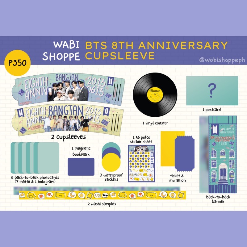 BTS 8TH ANNIVERSARY CUPSLEEVE KIT / BTS DAY KIT Shopee Philippines