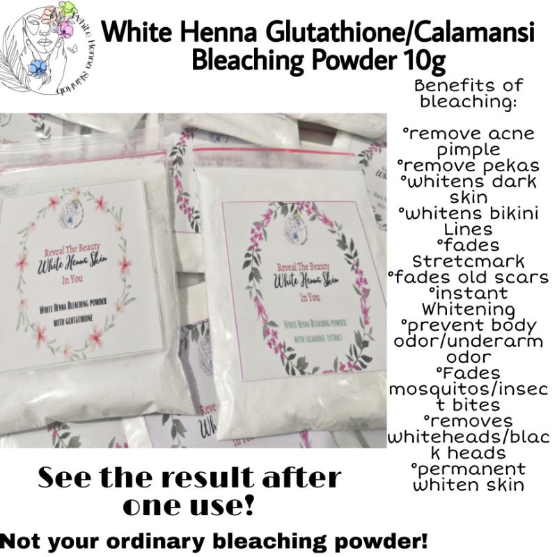 White Henna Glutathione/Calamansi Bleaching Powder 10g (for Skin