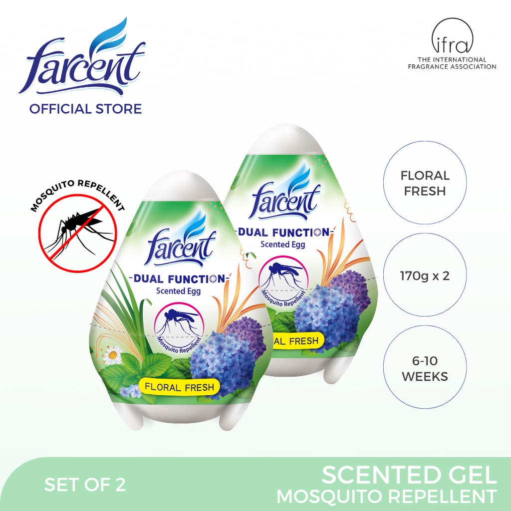 Farcent Scented Egg + Mosquito Repellent Floral Fresh Set of 2 (170g