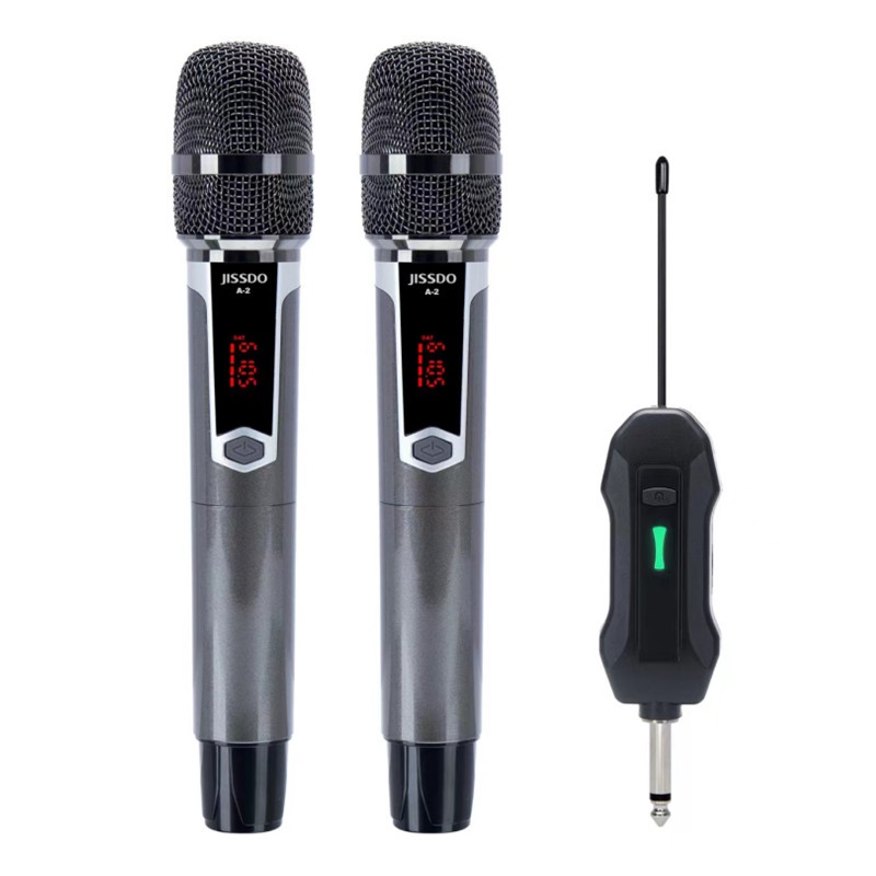 Wireless Microphone Rechargeable UHF Dual Karaoke Mic with Receiver System Set for Singing