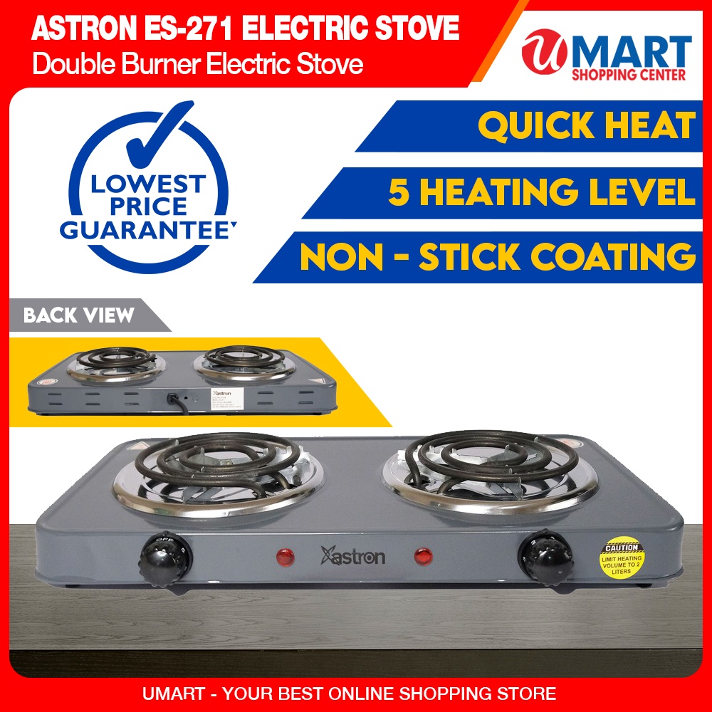 Astron Single/ Double Burner Portable Electric Stove (Gray) (1000W