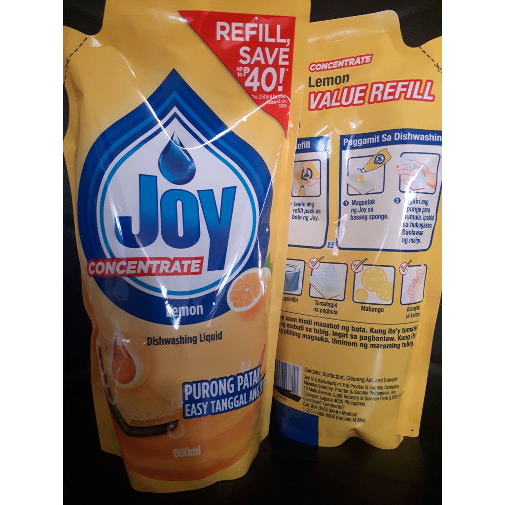 Joy Dishwashing Liquid Refill 600mL Shopee Philippines