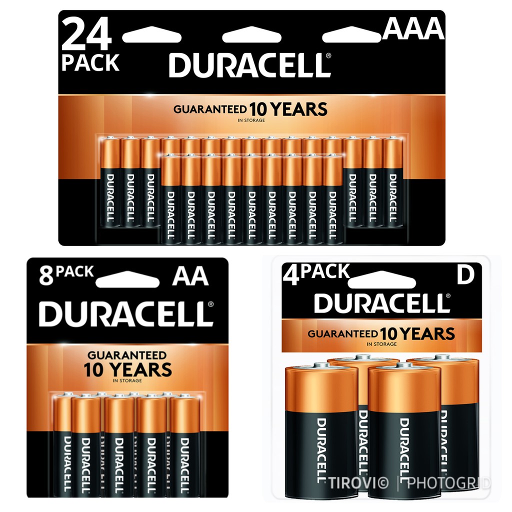 Duracell 1.5V Coppertop Alkaline AA, AAA, D Batteries • 4, 8, 24 Pack