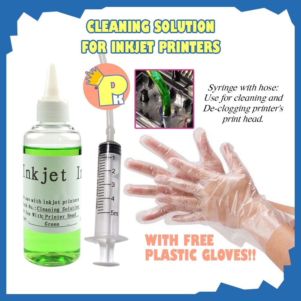 Printer clean solution 100ml / Syringe with Hose for clogged uv ink