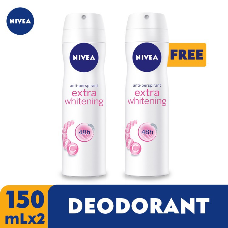 Buy 1 Take 1 Nivea Deodorant Extra Whitening Spray 150ml Shopee
