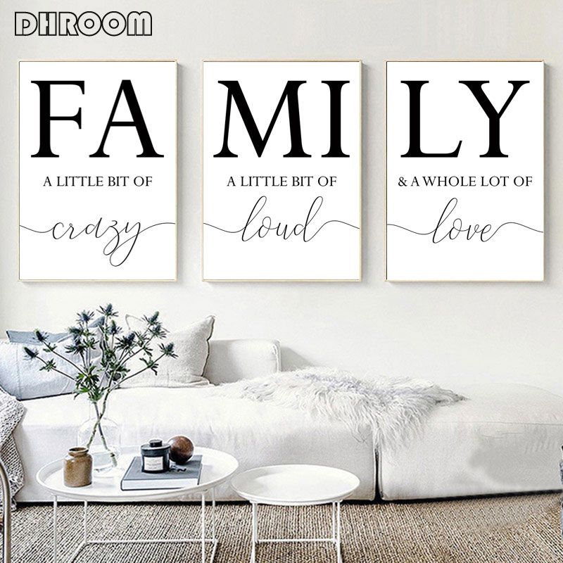 Family Sign Wall Decor Family A Little Bit of Crazy Print Quotes Wall