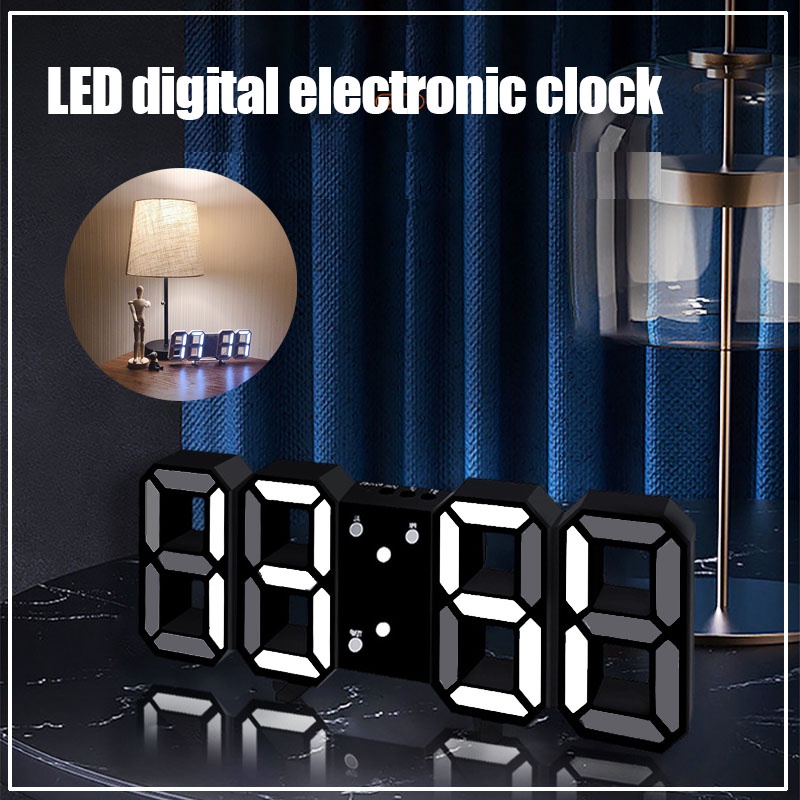 3D LED Wall Clock Modern Digital Alarm Clocks Display Desk Clock