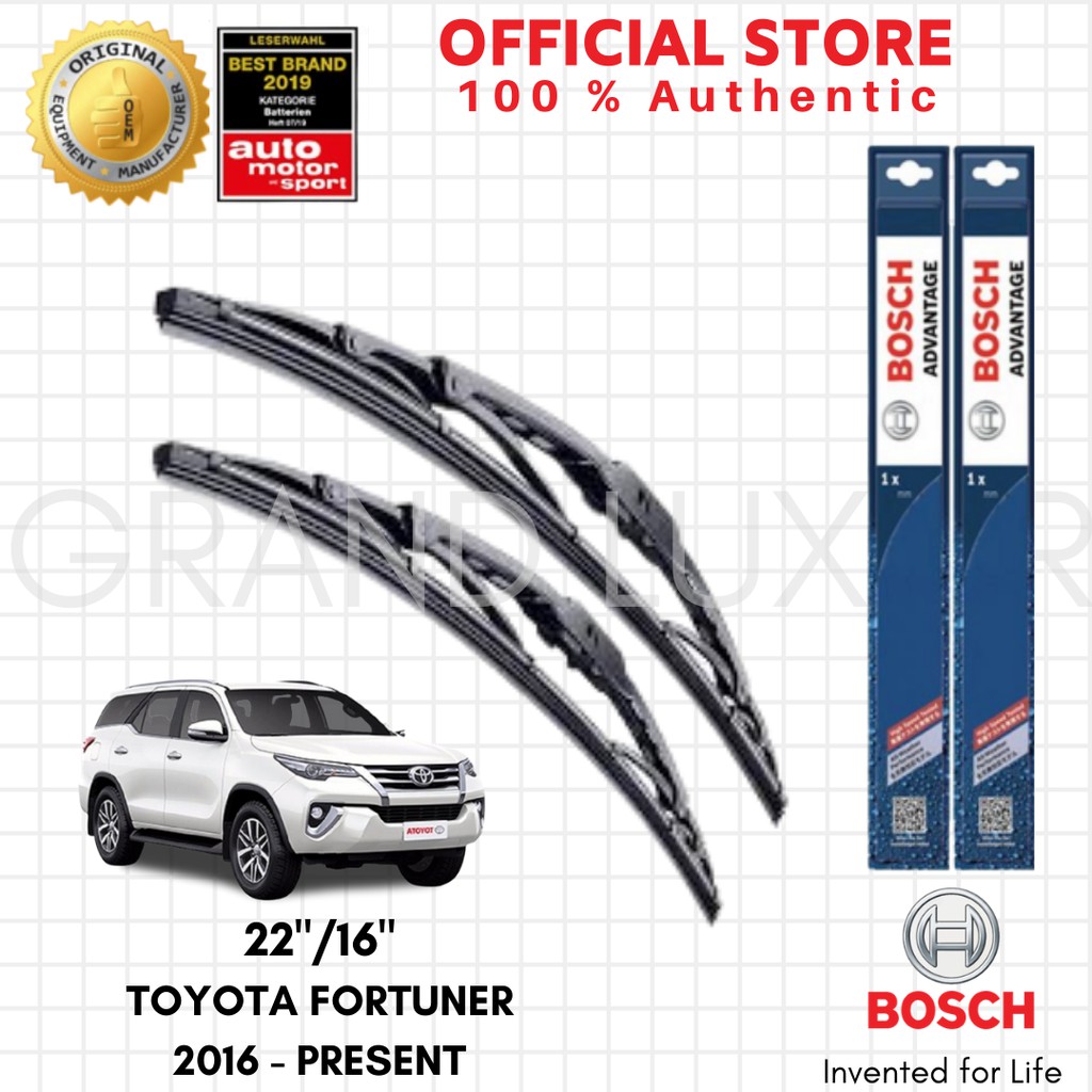 Bosch ADVANTAGE Wiper Blade Set for Toyota FORTUNER 2016 PRESENT (22"/16") Shopee Philippines