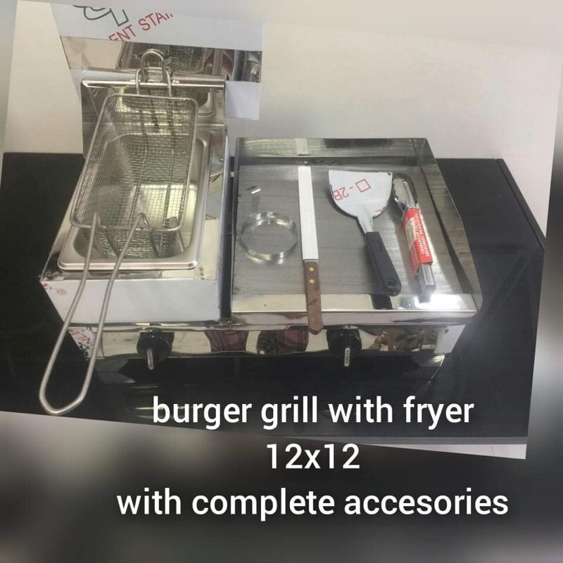 12x12 2in1 burger grill with deep fryer. stainless steel makapal