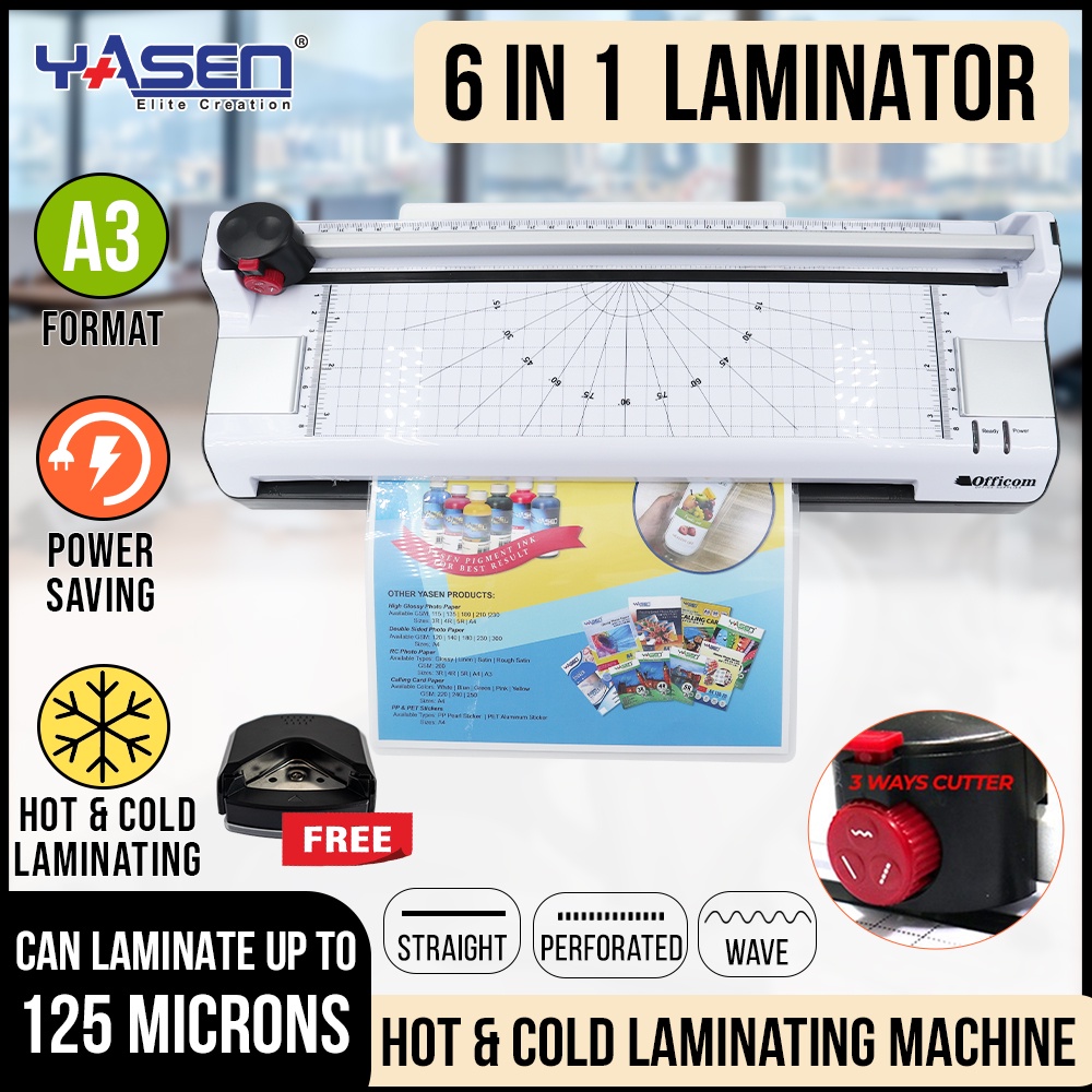 6 in 1 Hot/Cold Laminator A3/A4/A6 Size w/ Rotary Trimmer