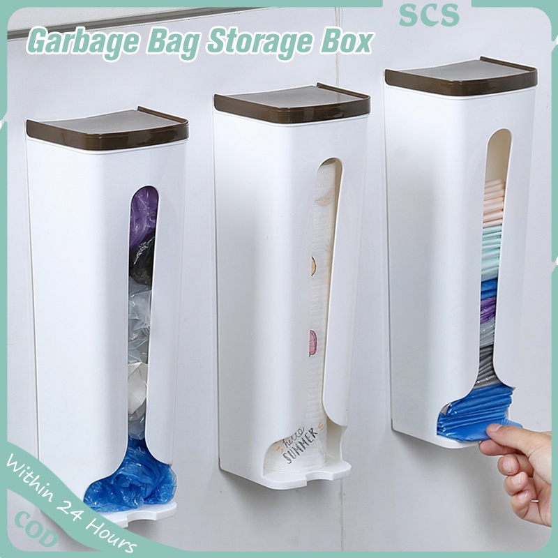 Garbage Bag Storage Box Wall Mounted Plastic Bag Holder Kitchen Trash