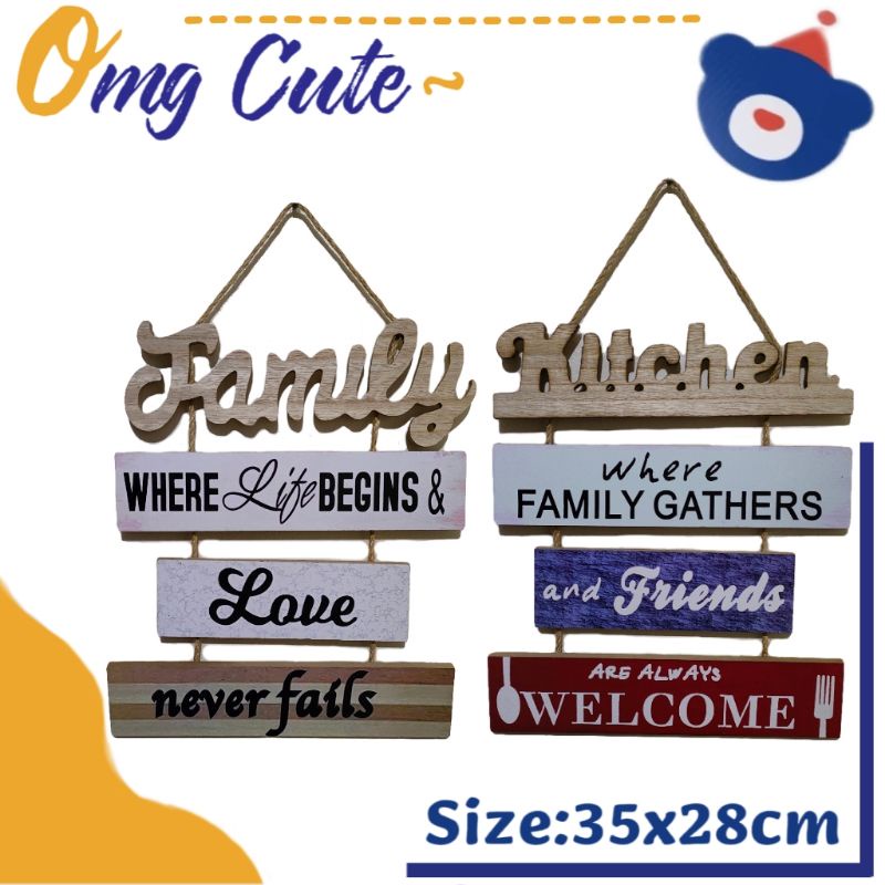 Kitchen & Family Quote Wooden Hanging Wall Decor Shopee Philippines