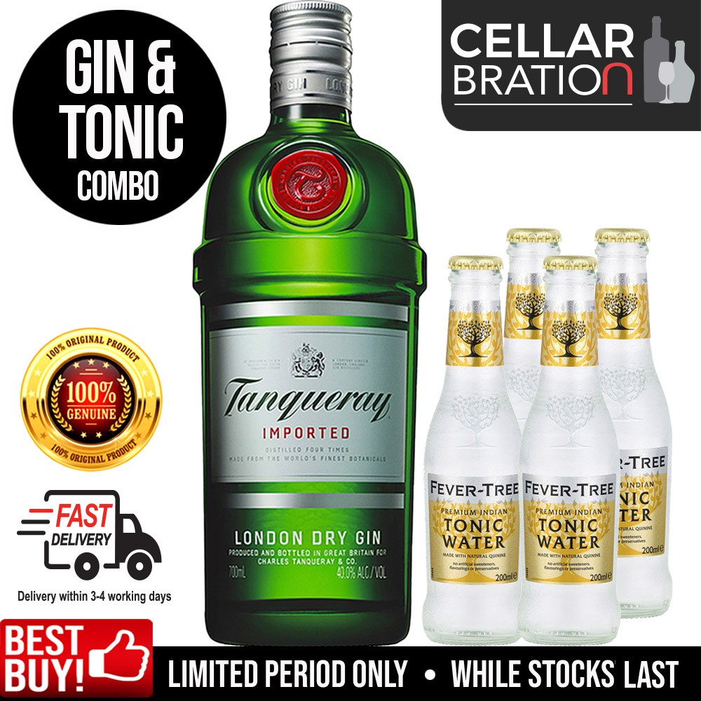 [Gin & Tonic Combo] Tanqueray London Dry Gin 700ml + Fever Tree Indian Tonic Water(4 x 200ml