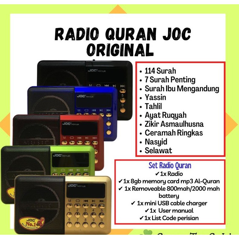 Quran Radio Full Alquran Local FM radio 8GB Memory Card Mp3 Al