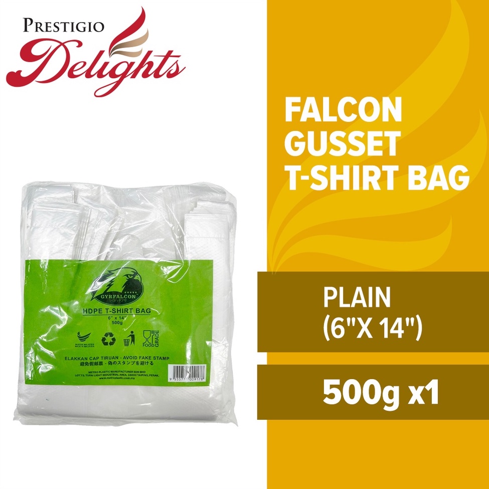 Falcon Plain Tshirt Bag 500g (6" x 14") Shopee Singapore