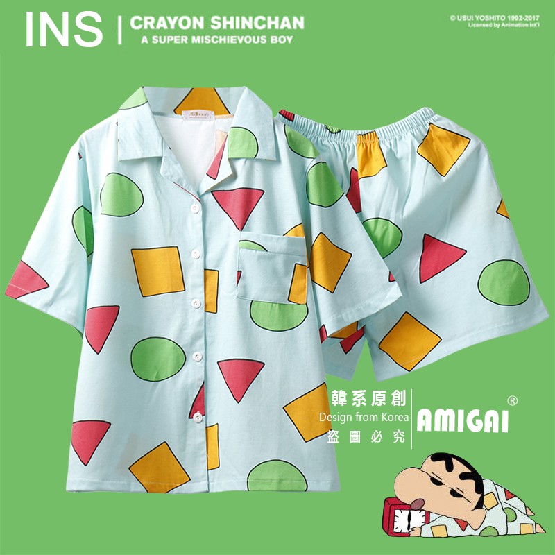 Crayon Shin Chan Cute cotton pajamas with short sleeves Shopee Singapore