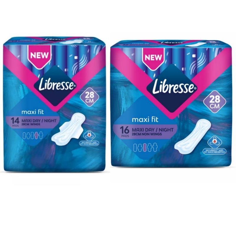 Libresse Maxi Day/Night 28cm Wing (18s)/Non Wing (20s) Disposable