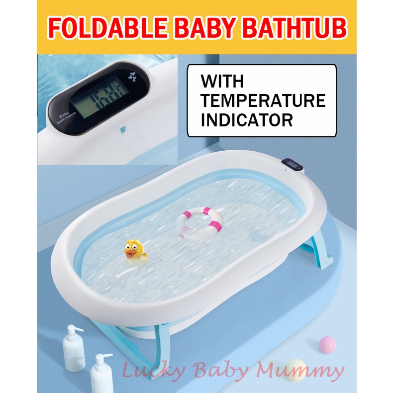 Baby Bath Tub with Thermometer Foldable Bathtub Child Children Newborn