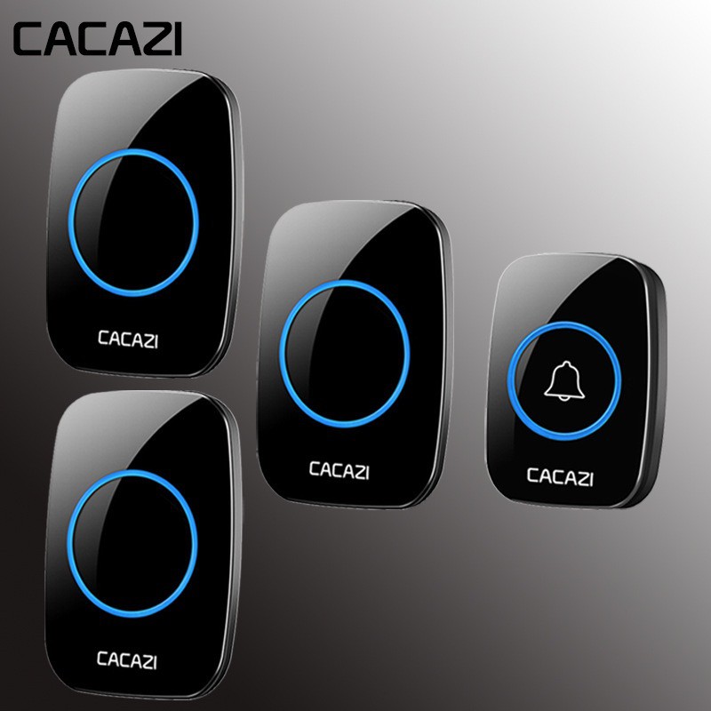 CACAZI Wireless Doorbell Waterproof 300M Long Range UK/SG Plug Smart