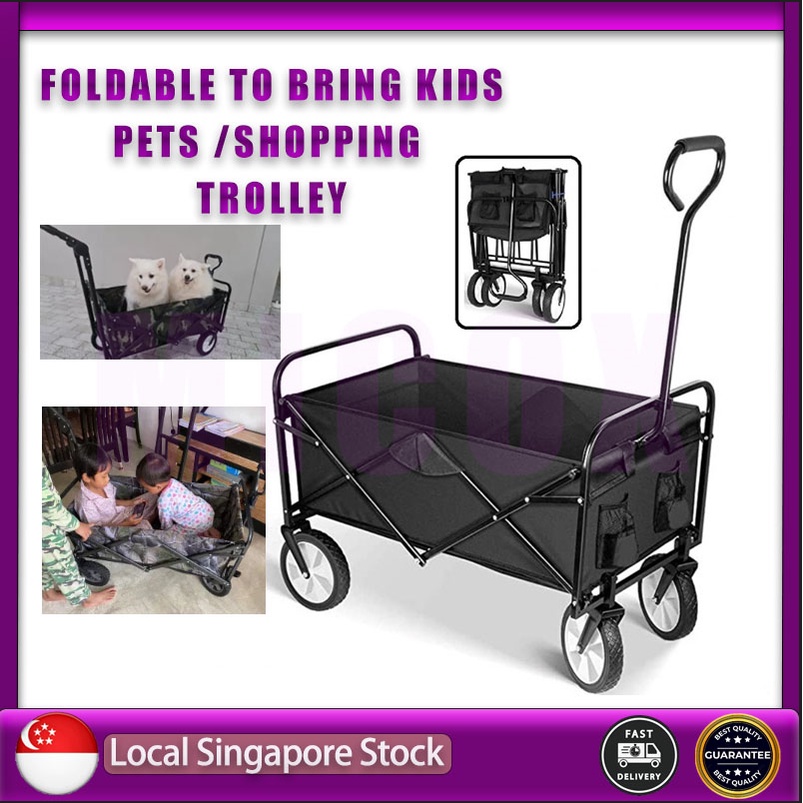Folding Picnic Cart Camping Wagon trolly Shopping Outdoor Basket
