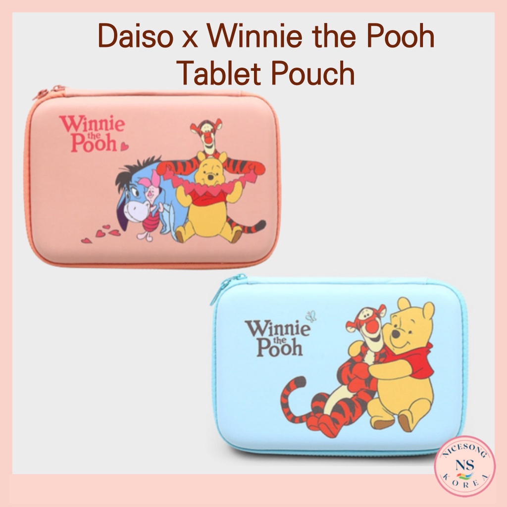[Daiso]Disney Winnie The Pooh Multi Purpose Pouch Peach/Blue Daiso
