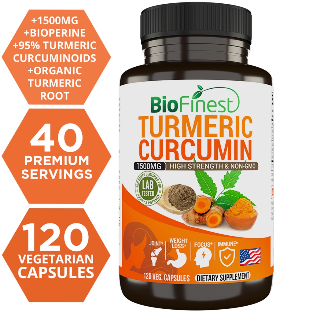 Biofinest Turmeric Curcumin 1500mg 95 Curcuminoids Fast Absorption