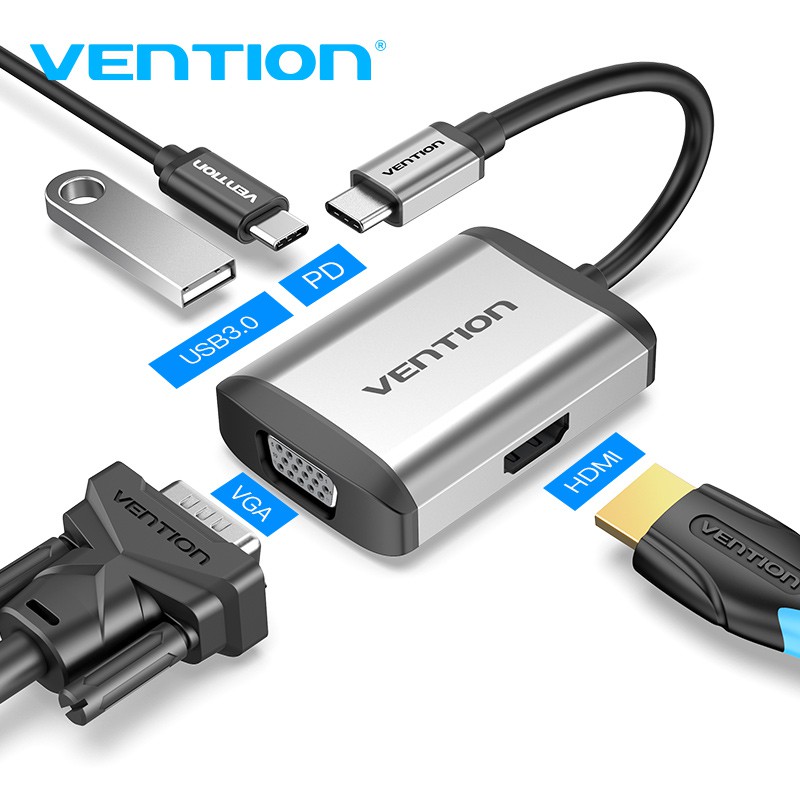Vention USB C to HDMI VGA Adapter Type C Hub with 4K HDMI