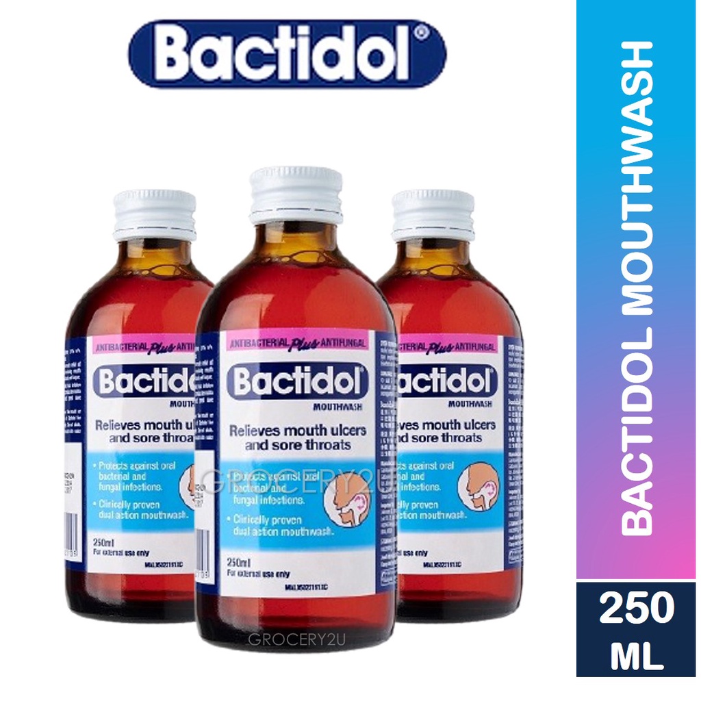 Bactidol Mouthwash Relieves Mouth Ulcers & Sore Throats, 250ml Shopee