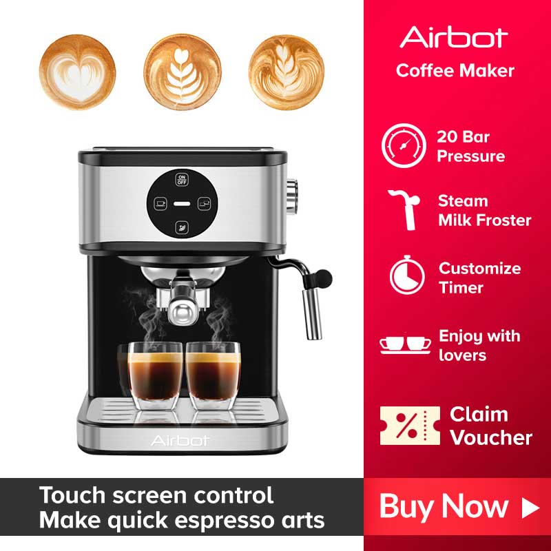 Airbot Espresso Coffee Maker Machine CM7000 With Steam Milk Froth
