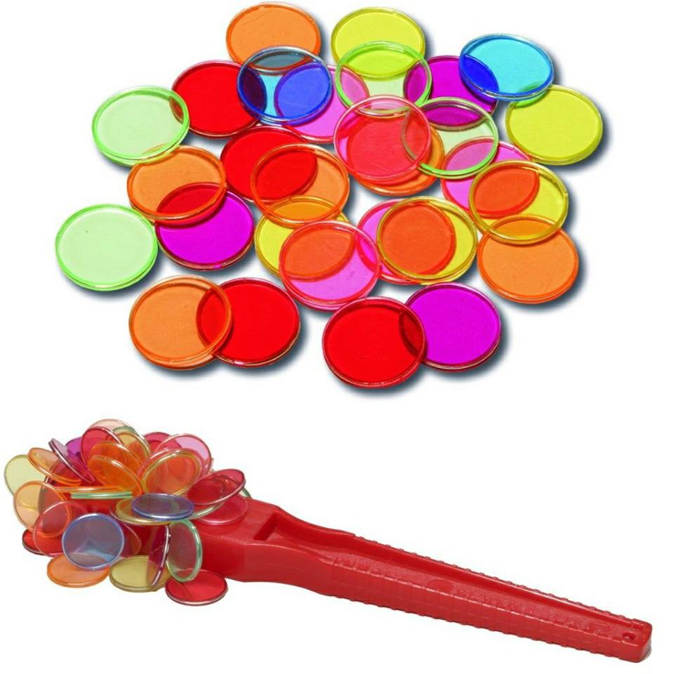 Steel Ringed Chips Transparent Plastic Counters Sensory Play