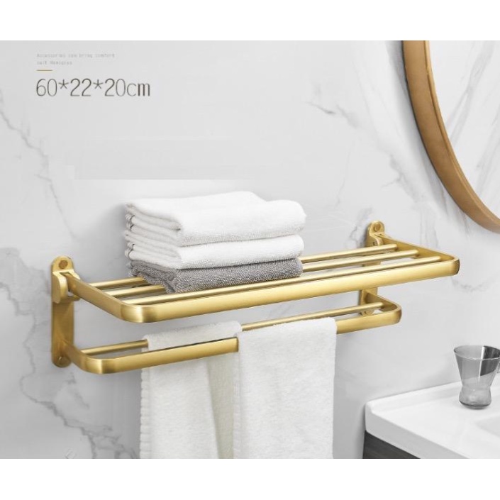 Bathroom Accessories Gold Towel Rack Tower Hanger Foldable Towel Rack