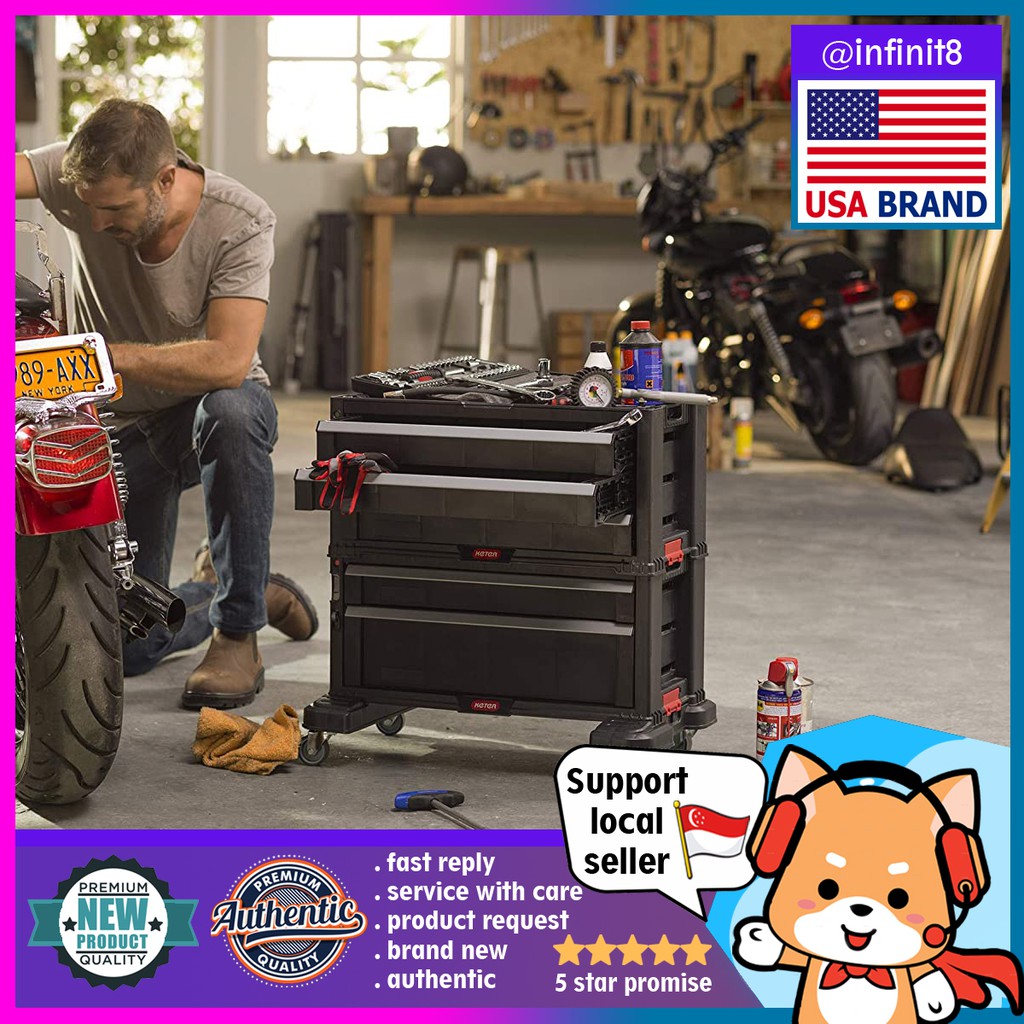 [sg stock] Keter Rolling Tool Chest toolbox w Storage box, Locking sys