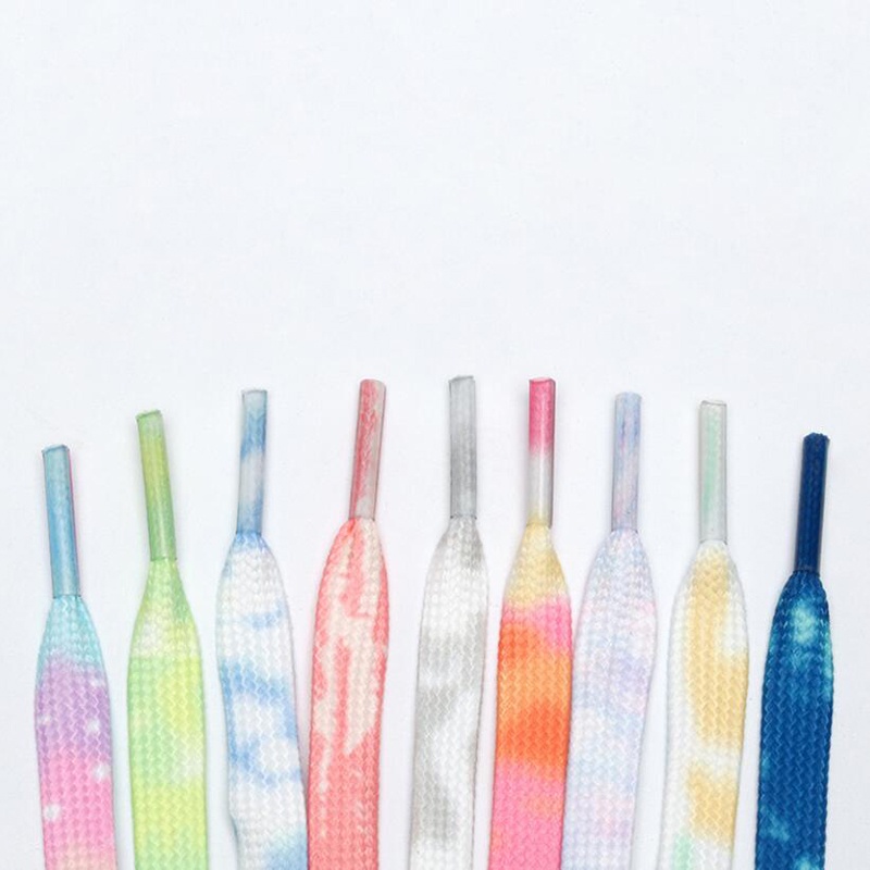 Tiedyed Shoe Laces Sneakers Flat No Tie Lazy Shoe Lace Gradient Flat