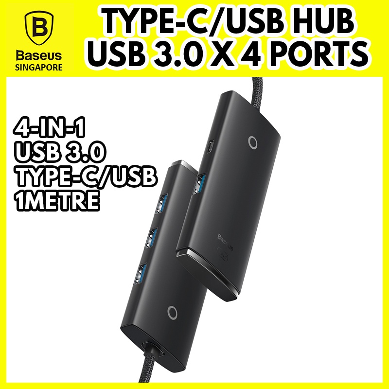 Baseus Lite Series 4Port TypeC / USB HUB Adapter (TypeC/USB to USB 3