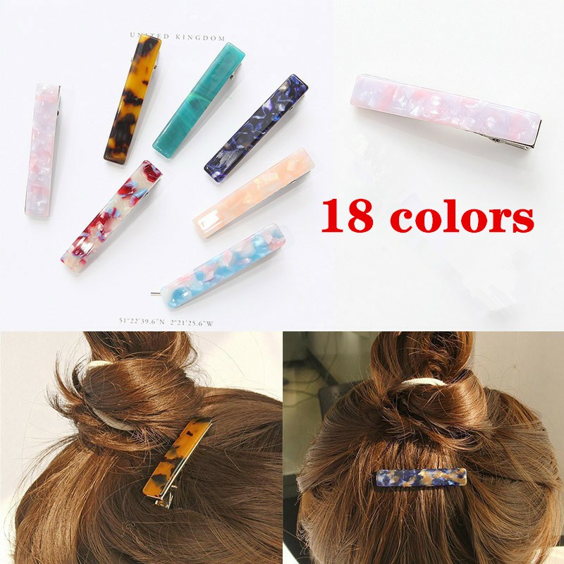 Korean Version Geometric Rectangle Acrylic Hair Clips Shiny Hairpins