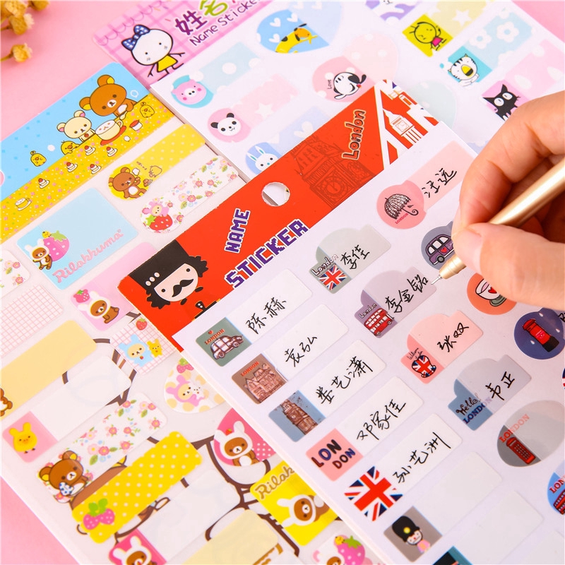 Korean Creative Waterproof Cartoon Name Sticker Writable Portable