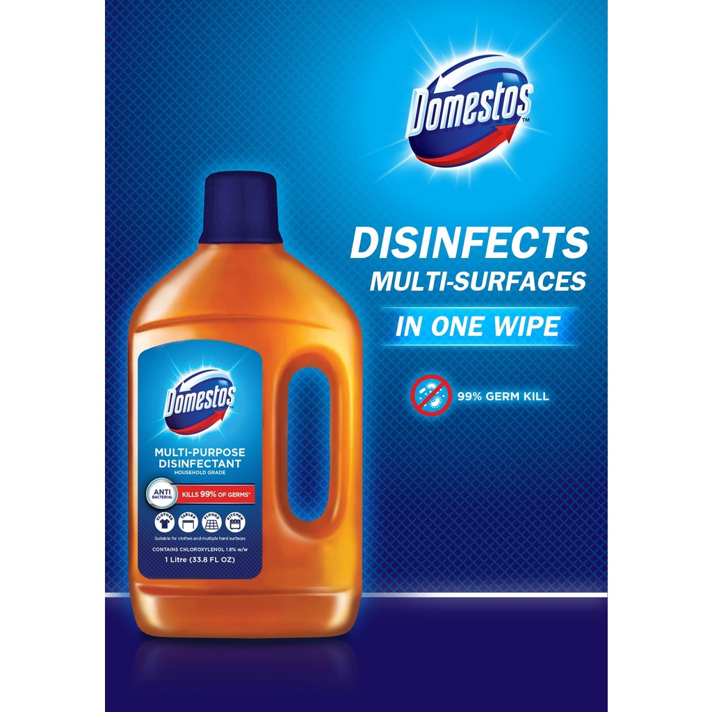 Domestos MultiPurpose Disinfectant Liquid 1 Litre (Works like Dettol
