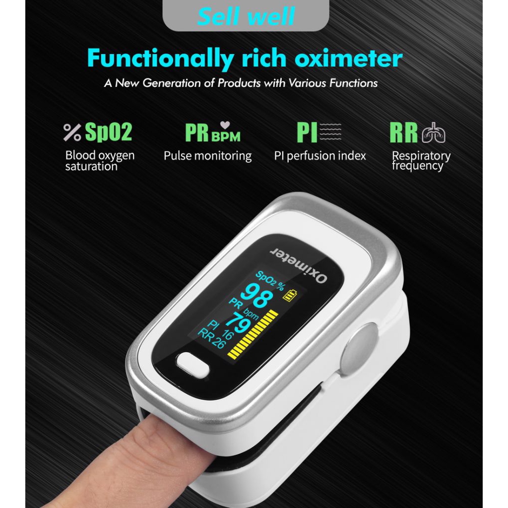 Finger Pulse Fingertip Oled Oximeter SPO2 PR PI RR Blood Oxygen With