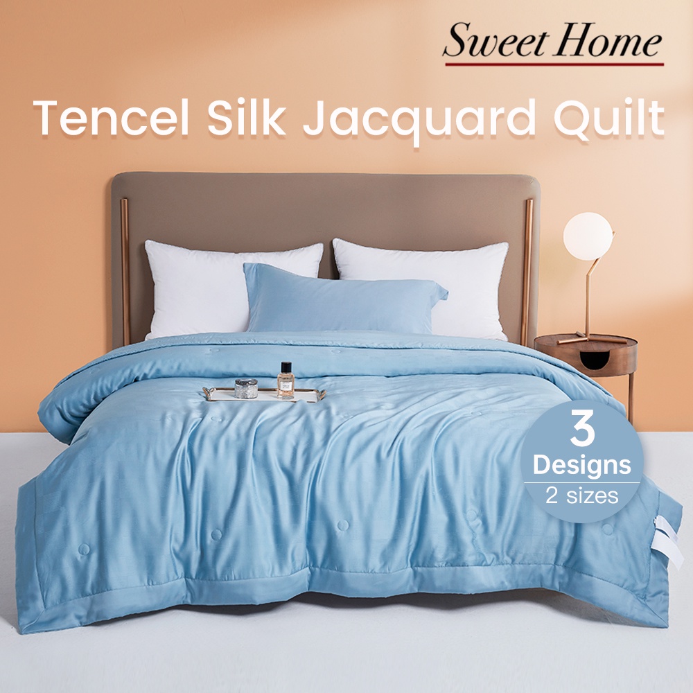 100 Tencel Fabric Summer Quilt Premium Antibacterial Ultrasoft Blanket Jacquard Silk Comforter