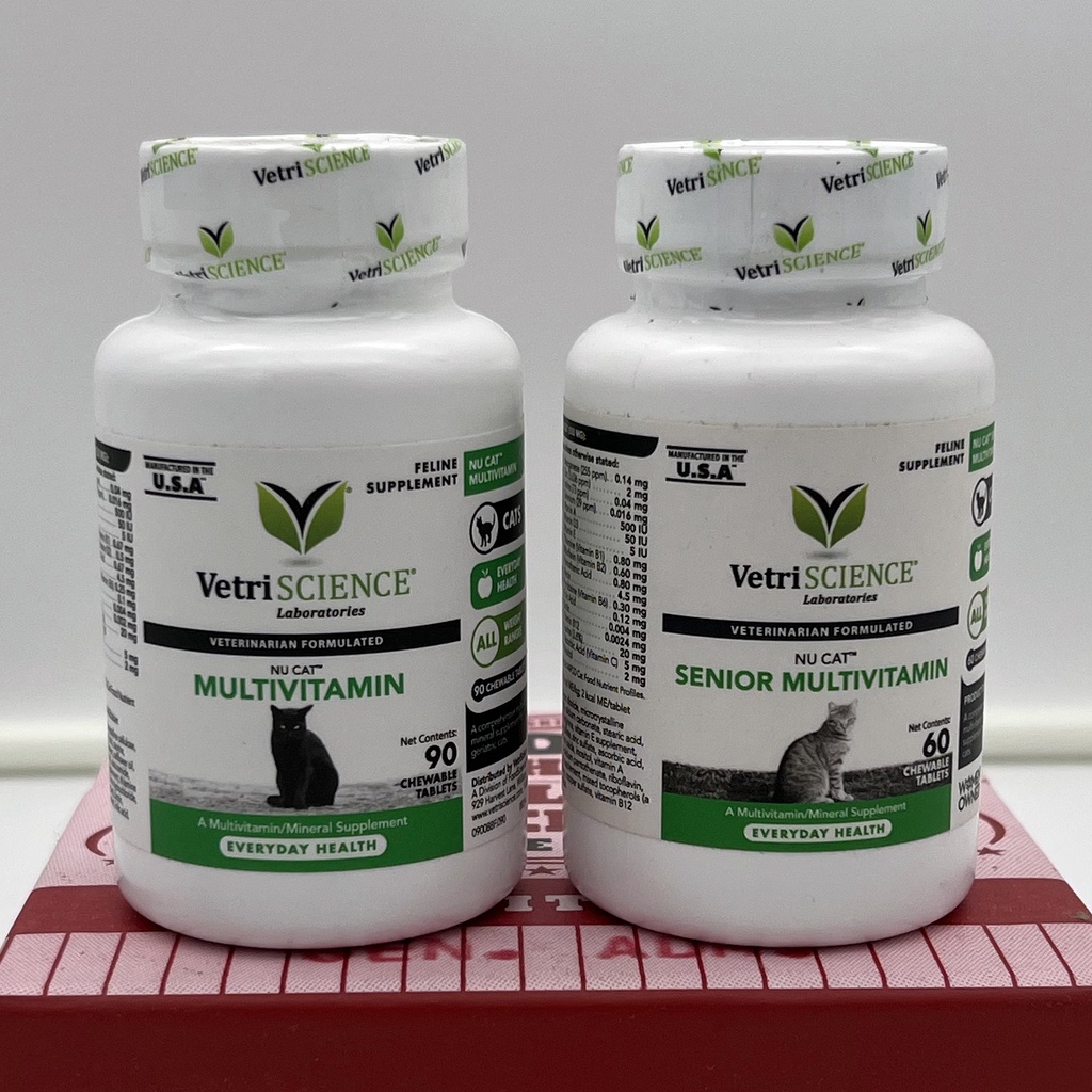 VetriScience NuCat Senior & Nu Cat Multivitamin with Taurine LLysine Omega 3s Essential Amino