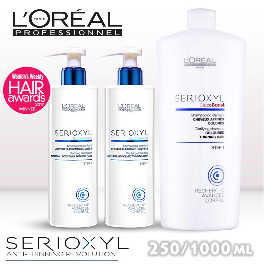 Loreal Serioxyl Thinning Hair Shampoo/Conditioner. 250ml/1000ml. L
