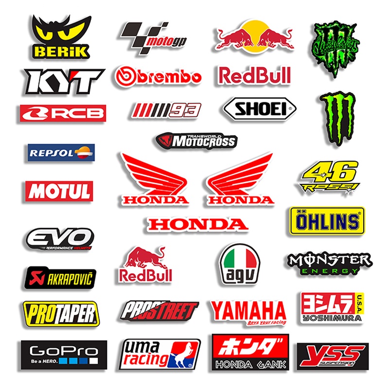Racing Sponsor Helmet Decals Decorative Reflective Motorcycle Sticker