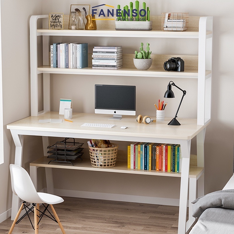 Fanenso Computer Desk With Shelf Living Room Office Table With Drawer