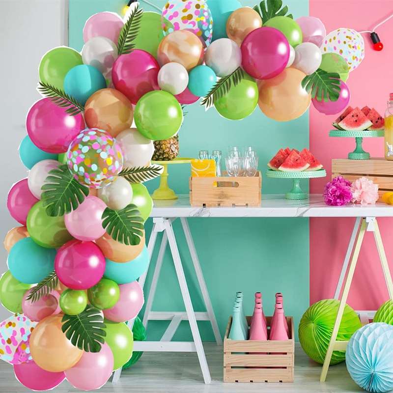 129pcs Tropical Party Balloon Garland Flamingo Birthday Balloon Banner
