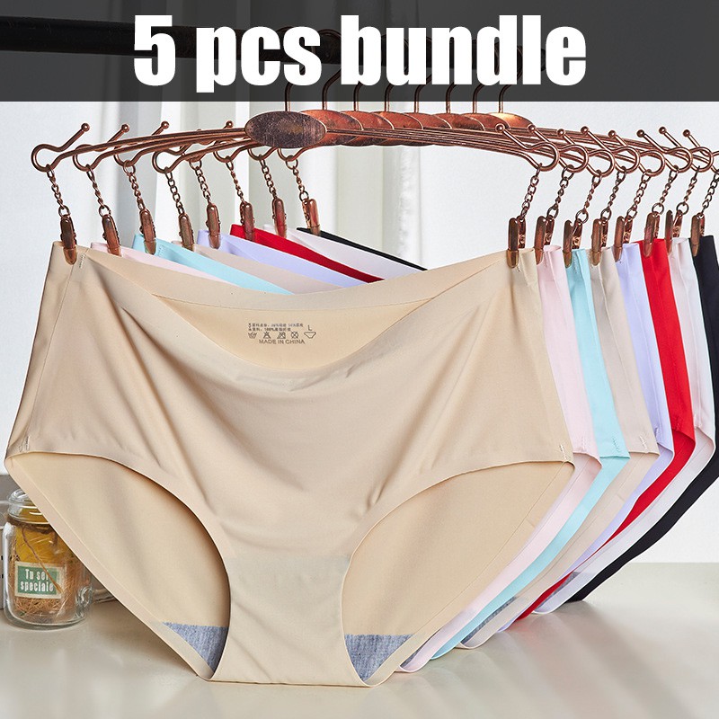 Seamless Ice Silk No VPL Panty (5pcs Bundle) Shopee Singapore